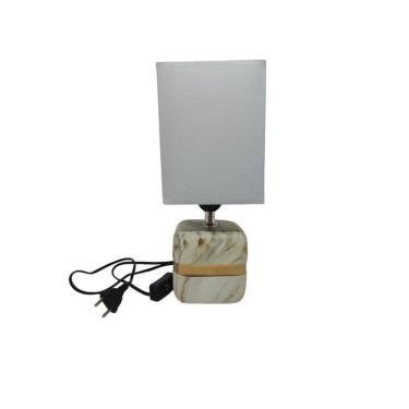 Imagem de Abajur Branco Com Base De Cerâmica Marmorizado 30X12,5Cm