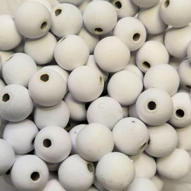 Imagem de Bola Emborrachada Branca 8mm 360 Bolinhas de Borracha Para Terço Pulseira Colar Bijuterias