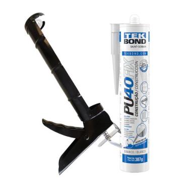 Imagem de Kit Aplicador Silicone Canoa + Selante Pu 40 Fix Tekbond, Branco