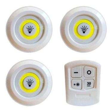 Imagem de Kit 3 Lampada Luminaria Led Spot Sem Fio Controle Remoto