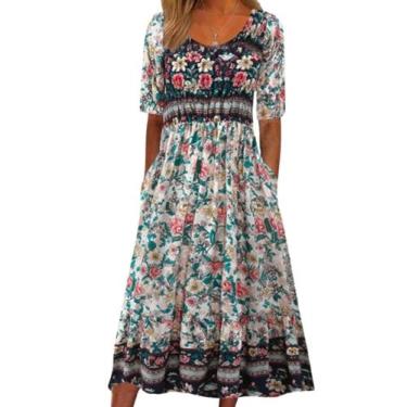 Imagem de Vestido maxi feminino Medlor com estampa floral boho 2025 plus size