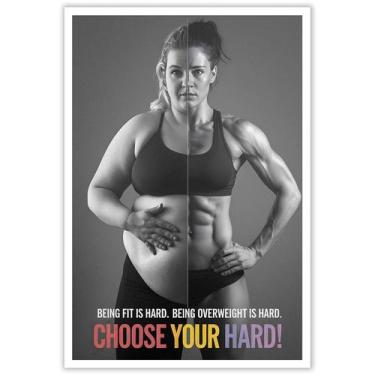 Imagem de Arte de parede Motivational Fitness em preto e branco para mulheres 40