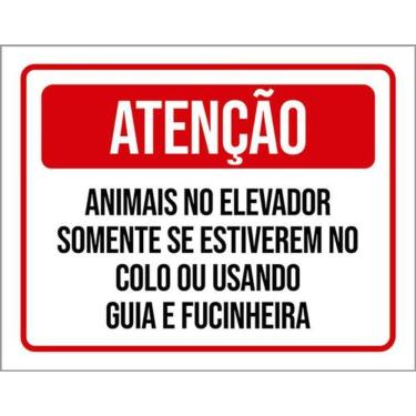 Imagem de Kit 3 Placas Sinalização Atenção Animais Elevador Condomínio