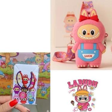 Imagem de Kit Bolsa silicone com ziper fofa Personagem Labubu Porta Moedas Acess
