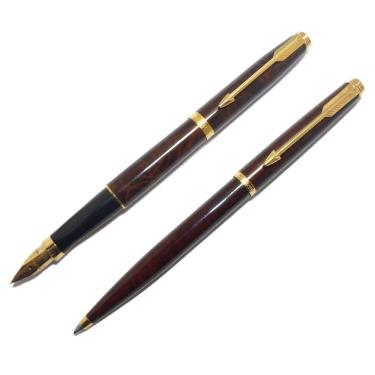 Imagem de Conjunto Parker 75 Caneta Tinteiro 14K Esf Laque Thuya Nos