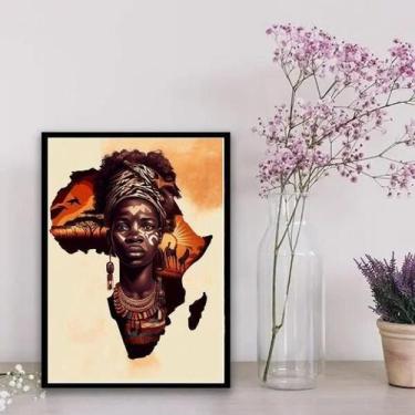 Imagem de Quadro decorativo arte africana 45x34cm - Madeira branca - Quadros On-
