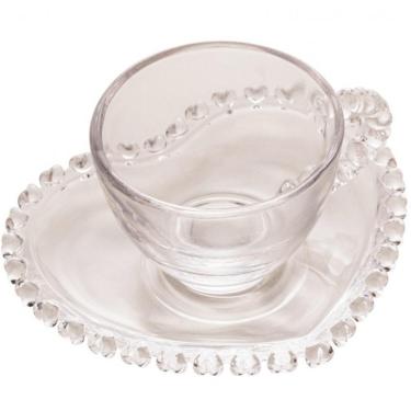 Imagem de Xícara de Café com Pires Cristal Coração 80 ml - Lyor