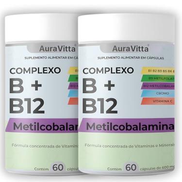 Imagem de Complexo B Concentrado – B1, B2, B3, B5, B6, B7, B9 (Metilfolato), B12 (Metilcobalamina) + Vitamina C e Cromo - AuraVitta Suplemento Alimentar Concentrado de Vitaminas e Minerais 120 Cápsulas