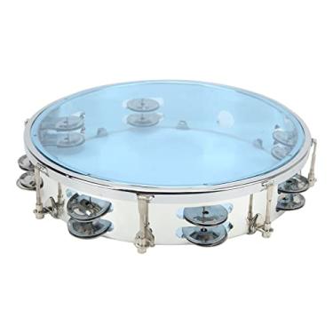 Imagem de RiToEasysports Tambor de Mão Com Tom Ajustável e Sino de Metal, Percussão Leve para Shows Ao Vivo de karaokê, 10 Polegadas (Azul)