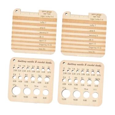 Imagem de Baoblaze Medidor de tricô de madeira, ferramentas de tricô, artesanato multifuncional, ferramentas de medição, régua de crochê para aulas de arte, alfaiataria, 4 Pcs