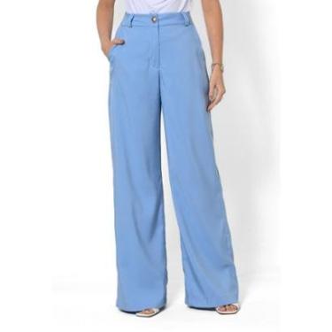 Imagem de Calça Bisô Alfaiataria Reta Azul-Feminino