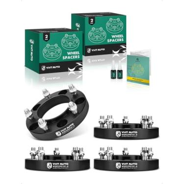 Imagem de YHTAUTO Espaçadores de roda de 5 x 150 mm 1,25 polegadas compatíveis com Toyota, modelos Lexus, Tundra, Sequoia, LX570 5x5,9 espaçadores de pneu com pinos de grau M14x1,5 e 12,9, furo do cubo de 110 mm 5 terminais 4 peças adaptadores de roda pretos