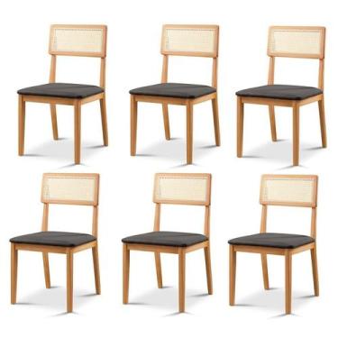 Imagem de Kit 6 Cadeiras de Jantar com Encosto de Telinha Ava - Zurc Decor
