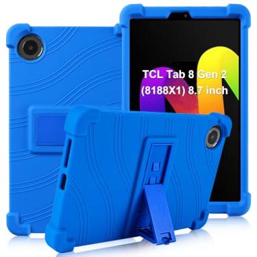 Imagem de ATOOZ Capa infantil TCL Tab 8 Gen 2 de 8,7 polegadas (8188X1), capa de silicone macio para tablet TCL Tab 8 Gen 2 com suporte ajustável para PC (azul)