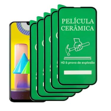 Imagem de 5 Películas Protetora de Cerâmica Compatível Samsung Galaxy M31 Cobertura Total, Não Quebra