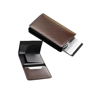 Imagem de Carteira masculina pop up, fina, com bloqueio de RFID, porta-cartões de crédito, inteligente, minimalista, serve para 6 cartões, bolso frontal, bolso traseiro, porta-cartões inteligente, Cor cobre