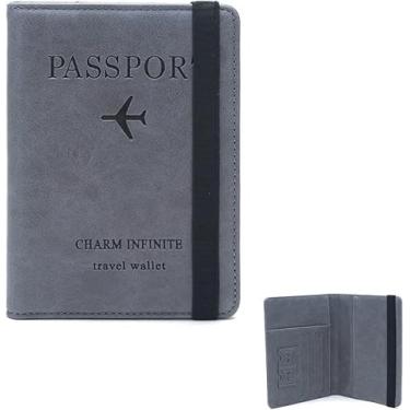 Imagem de Capa para passaporte carteira de couro PU capa para cartão acessórios de viagem para mulheres e homens, capa para cartão, porta-bilhetes, Cinza, Estojo para cartão, compartimento para bilhetes