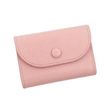 Imagem de Bolsa minimalista portátil para moedas com textura de couro macio, porta-cartões de grande capacidade