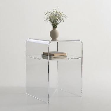 Imagem de Mesa de canto de acrílico/mesa de cabeceira, 55,88 cm A, elegante e durável. Ideal para quartos, salas de estar e interiores modernos. Uma escolha perfeita como mesa de cabeceira ou peça lateral de