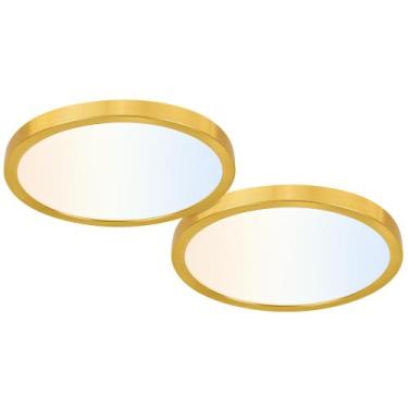 Imagem de Luz LED redonda de tela plana Hykolity 12" 24W 3CCT Gold