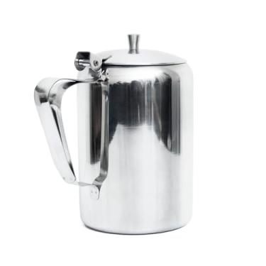 Imagem de 700 ml – bule de chá de aço inoxidável de 680 g com tampa, jarro de leite e água, para servir cerveja fria e derramar, chaleira segura por indução para bebidas quentes e frias, com bico curto para