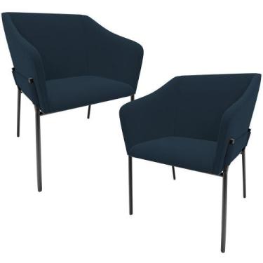 Imagem de Kit 2 Cadeiras Para Sala De Jantar Estar Living Olívia L02 Suede Azul 