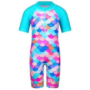 Imagem de Maiô TFJH E Girls Roupa de banho de manga curta 12A Ciano