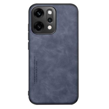 Imagem de HAOMRIYL Capa de couro para Oppo Find X9/X9pro, suporte para sucção magnética montada no carro, capa antiqueda leve e fina fosca com aderência confortável, azul, X9Pro