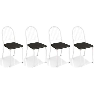 Imagem de Cadeira De Cozinha Noruega 2c077 Kit 4 Un Branco Fosco Preto 110