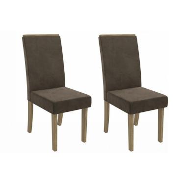 Imagem de Kit 2 Cadeiras De Cozinha 2cad142cn 2 Un Canela Suede Marrom