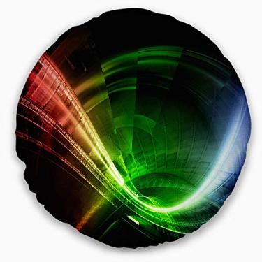 Imagem de Design Fractal 3D Colorido Túnel Contemporâneo Sala de Estar Redonda, Sofá, Almofada de Alta Qualidade + Capa de Almofada Impressa em ambos os lados 50 cm