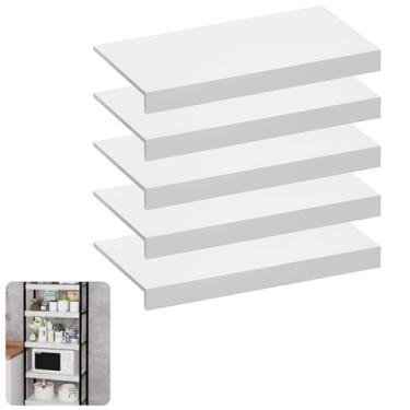 Imagem de VOYALUYA Capa de prateleira de arame de 61 x 30 cm, capas de prateleira de madeira para organização de prateleiras de armário de despensa (branca, pacote com 5)
