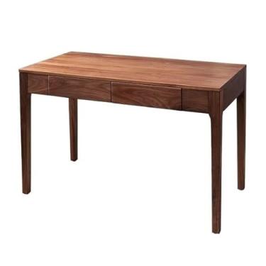 Imagem de Mesa de trabalho Mesa de nogueira preta com armazenamento, mesa PC moderna e minimalista, estação trabalho 2 gavetas para escritório doméstico(S)