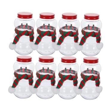 Imagem de Ｂｅｓｇａ Conjunto de 8 Garrafas de Natal em Formato de Boneco de Neve, Jarra para Bebidas, Garrafas Transparentes para Leite, Recipientes para Doces, Sucos, Vermelho Verde