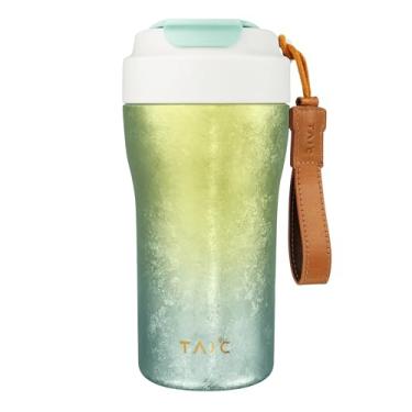 Imagem de TAIC Caneca de café de titânio a vácuo, 380 ml/480 ml, isolada/fria, com tampa e canudo, caneca térmica portátil elegante à prova de vazamento de camada dupla (480 ml, verde Rooibos)