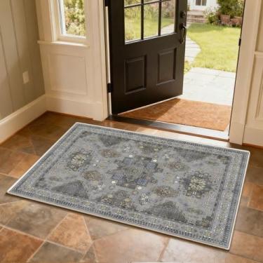 Imagem de Tapete de porta de entrada interna 2x3 tapete vintage boho pequeno tapete lavável à máquina tapete antiderrapante tapetes de pilha baixa para entrada cozinha, entrada da porta da frente, lavabo