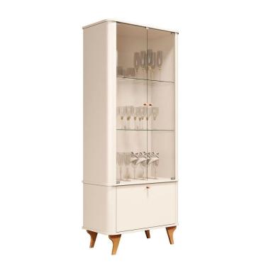 Imagem de Cristaleira Aruma Com Cantos Arredondados Vidros Temperados Off White