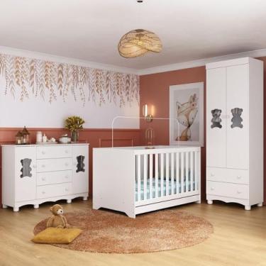 Imagem de Quarto de Bebê Completo com Berço Americano 3 em 1 Ternura Multimóveis Mp4659 Branco