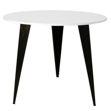 Imagem de Mesa De Jantar Eva 75cm Altura Tampos de 70,80,90cm Redonda Mdf Tripé Industrial Branco Preto Madeirado Jt Home (BRANCO, TAMPO DE 70CM)
