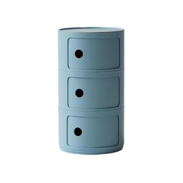 Imagem de Armário de armazenamento multifuncional, mesa de cabeceira com portas de correr, mesa de cabeceira redonda com gavetas, adequado para sala de estar e quarto, espaço pequeno (tamanho: 3 camadas, cor