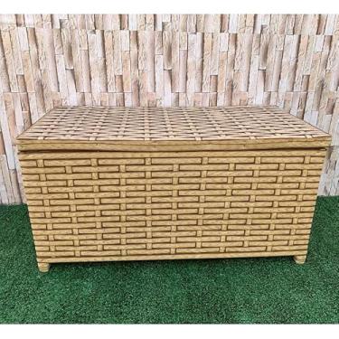 Imagem de Baú Horizontal Organizador 45L em Fibra Sintética – Caixa Cesto para Brinquedos e Roupa Suja 60x30x30 com Tampa(Canela)