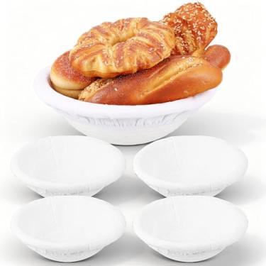 Imagem de Baderke 4 conjuntos de cesta Banneton à prova de pão, 25,4 cm, cesta antiaderente, tigela e forros para pão (formato redondo)