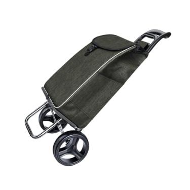 Imagem de KiBcsLic Carrinho de mão com rodas, carrinho de compras dobrável à prova d'água para uso doméstico, grande capacidade, para compras de viagem, Verde Escuro