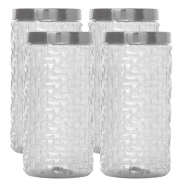 Imagem de 4 Pote Porta Mantimentos Tampa Rosca 1,5lt Bolacha Biscoito (Cinza)