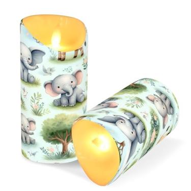 Imagem de Blueangle Pacote com 2 velas sem chama de animais da floresta com controle remoto e temporizador, velas LED cintilantes (7,6 cm x 9,9 cm) para decoração de casa, casamento, acampamento (500)