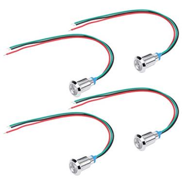 Imagem de Hyuduo Mini LED Redondo, Luzes Indicadoras de Metal de ânodo Comum 4 Conjuntos de LEDs Redondos Pré-conectados, à Prova d'água Com Fio, Luzes de 2 Cores de Metal de 10 Mm para Componentes Mecânicos