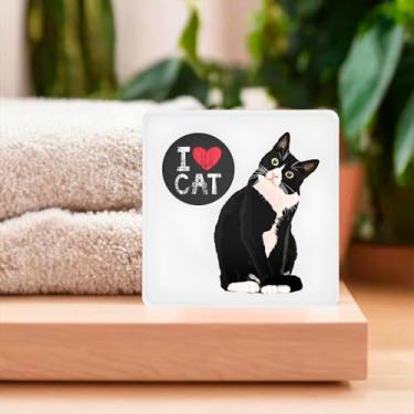 Imagem de Luminária Box Slim Decorativa "I Love Cat" USB