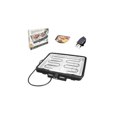 Imagem de Churrasqueira Elétrica Grill com Grelha Removível, 2000W, Preta, 127V, 5 Níveis de Temperatura, 40,7x34,5x8cm