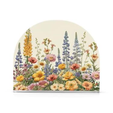 Imagem de Wassud Porta-guardanapos de flores de flor completa para mesa, cozinha e jantar, suporte de guardanapo de acrílico para guardanapos de papel acomodar 50-60 guardanapos, decoração de casa de fazenda, 2