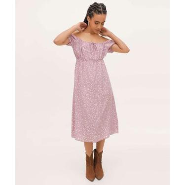 Imagem de Vestido Feminino Ciganinha Midi Flores Marisa-03000, Lilás, P